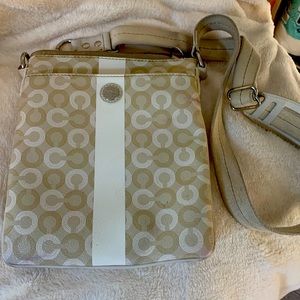 Coach Cream and White Crossbody Bag